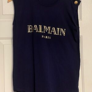 Balmain Blue and Gold Muscle Tee